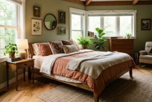 bed placed diagonally
